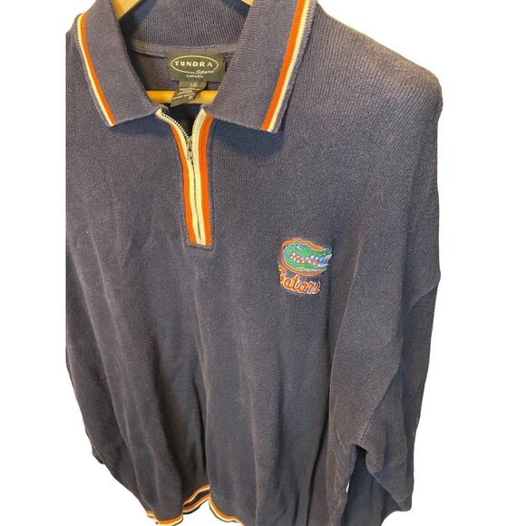 Vintage Tundra Florida Gators Pullover Knit Navy Long Sleeve Half Zip Sweater - Picture 3 of 10